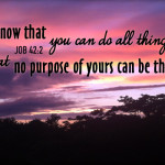 I know that you can do all things, and that no purpose of yours can be thwarted. Job 42:2